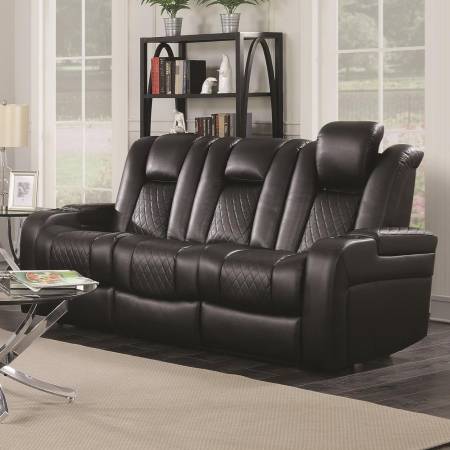 Delangelo Casual Power Reclining Sofa with Cup Holders, Storage Console and USB Port